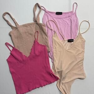 Bundle of 4 Shades of Pink Tanks Sizes XS-S American Eagle , Pretty Little Thing